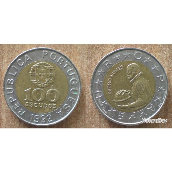 Portugal 100 Escudos 1992 Piece Bimetallique Pedro Nunes Europe Centavo Escudo