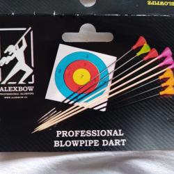 10 darts / fléchettes sarbacane : Alexbow Bamboo rouge .625 (Ø 16mm)