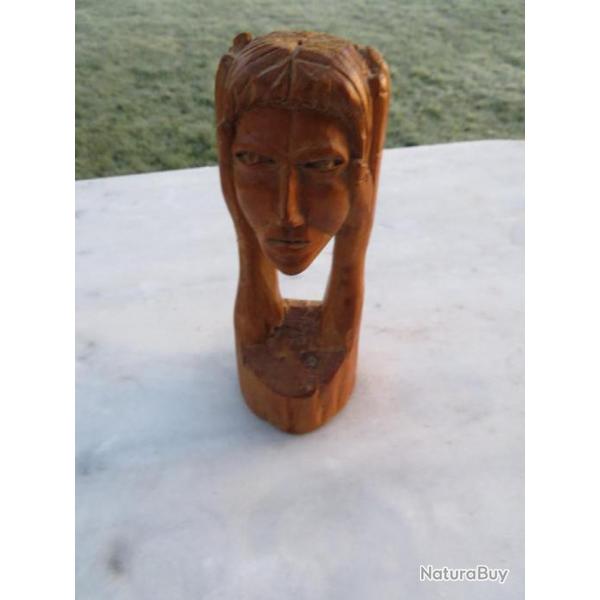 Dco - Statuette Africaine en bois naturel entirement sculpt a la main (XX)