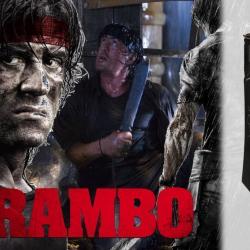 Couteau Rambo IV Machette Lame Acier Carbone Manche Cuir Noir Etui Cuir Couteau du Film Rambo IV