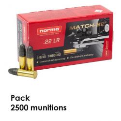 Norma MATCH 22 40 grains boite de 2500 22lr 