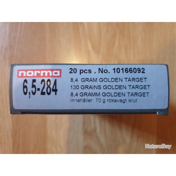 6.5-284 Norma golden target 130gr - boite 20