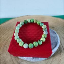 Bracelet en pierre naturelle Chrysoprase perles 8 mm avec écrin Réf : N250