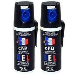 Lot 2 bombes lacrymogènes GEL CS 50ml avec clip - CBM (fabriqué en France)