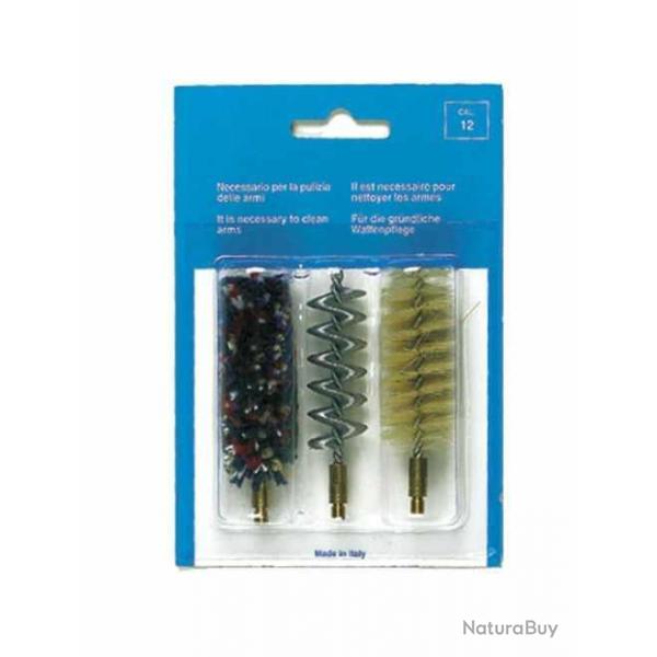 Set de 3 Brosses Spirales pour Nettoyage d'Armes  Canon Lisse 12