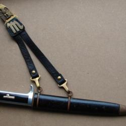 POIGNARD ITALIEN D OFFICIER FASCISTE MVSN  ( CHEMISES NOIRES ) MLE 37AVEC SES RARES  BELIERES WW2