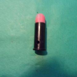 Munition à blanc pour 38 ou 357 SNC, étui plastic noir, Contenaire plastic rose, neutralisée