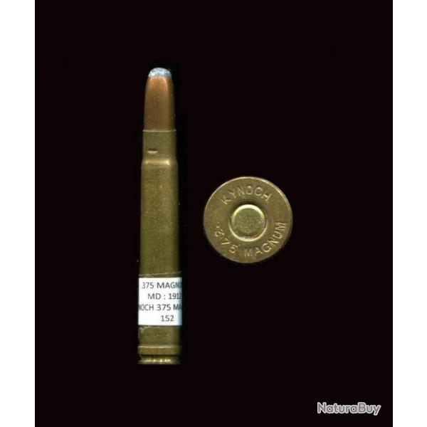 .375 H&H Magnum - marquage :  KYNOCH .375 MAGNUM  - balle cuivre pointe plomb arrondie