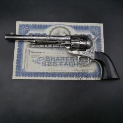 Excellent Colt Peacemaker calibre 45 Fabrication 1880 gravé type Scroll David Harris, crosse ébène