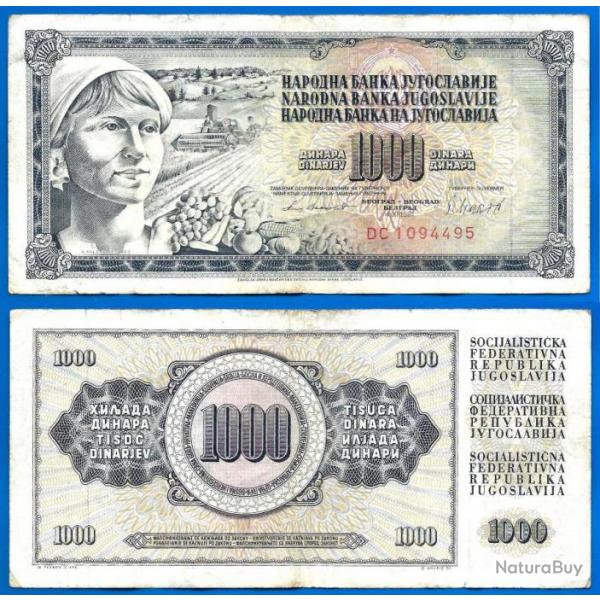 Yougoslavie 1000 Dinars 1981 Billet Dinara Culture Moissonneuse