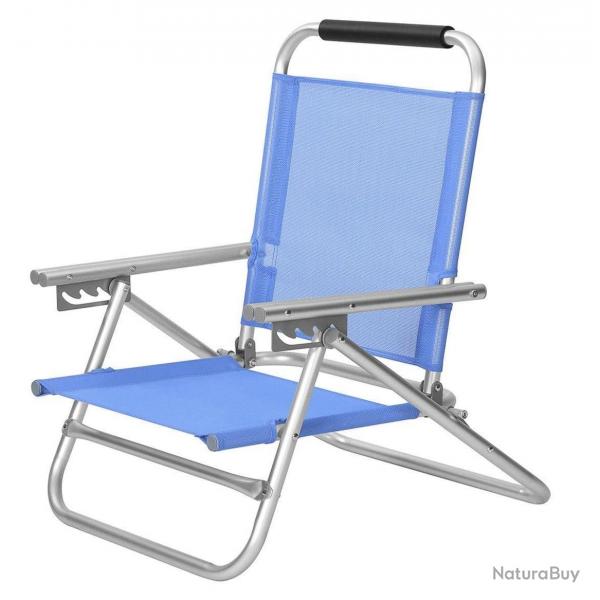 Chaise de plage portable sige d'extrieur pliable dossier rglable sur 4 positions avec accoudoirs