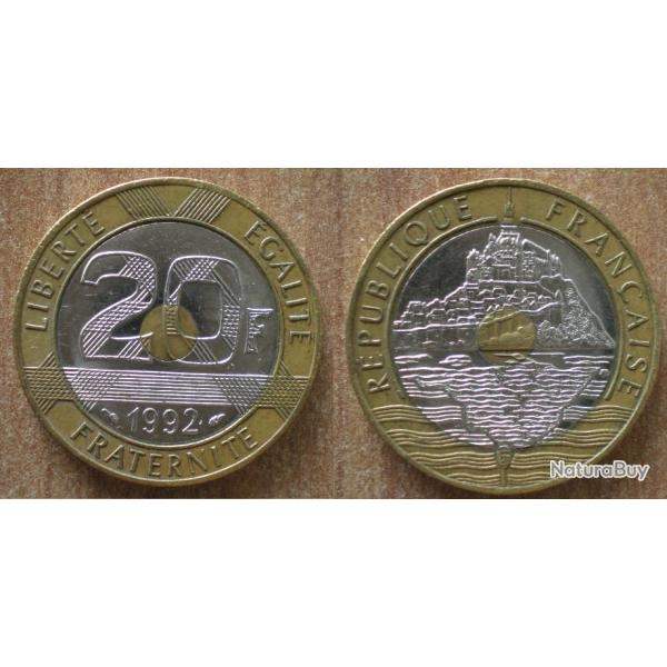 France 20 Francs 1992 Mont Saint Michel V Ferme Piece Frc Frs Frcs