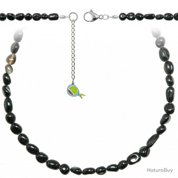 Collier en obsidienne noire - Perles roules 7  10 mm - 43 cm