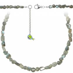 Collier en labradorite - Perles roulées 5 à 8 mm - 70 cm