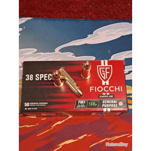 FIOCCHI CAL. 38 SPECIAL FMJ 158 GRAINS / BTE DE 50 MUNITIONS