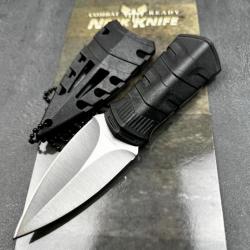 Couteau de Cou Dague Tactical Mini Kabai Combat Ready Neck Knife Lame Acier Inox Etui & Manche Abs