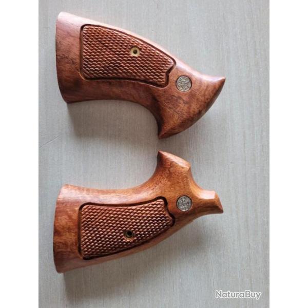Poigne en bois pour revolver Smith & Wesson K/L round butt