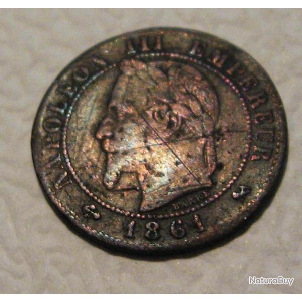 france piece de 1 centime Napoleon III 1861 K