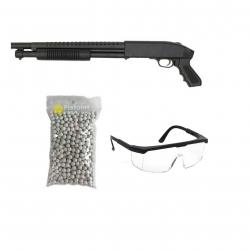 Pack airsoft Fusil à pompe SG00032 / Modèle à Ressort / Plastique et Métal / Livré avec Accessoires