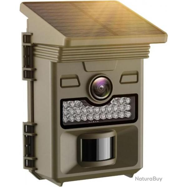 Camra de chasse Solaire 1080P 32MP Vision Nocturne 4400mAh batterie 0.1S Dclencheur IP66 2'' LCD