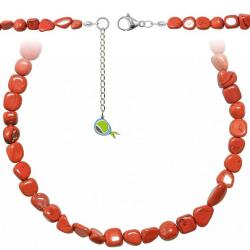 Collier en jaspe rouge - Perles roulées 7 à 10 mm - 43 cm