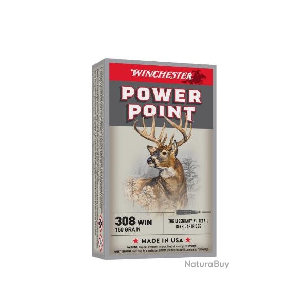 Munitions WINCHESTER power point super x cal.308win 150gr 9,72g par 60