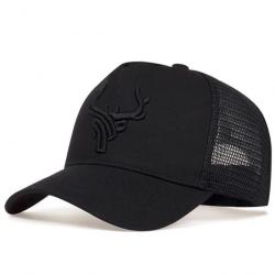 Cervidé, Cerf - Casquette, chapeau - Équipement extérieur - Chasse noire et logo noir