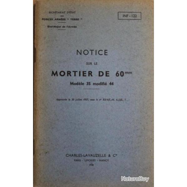 Notice sur le Mortier de 60 mm Modle 35 modifi 44 de 1958