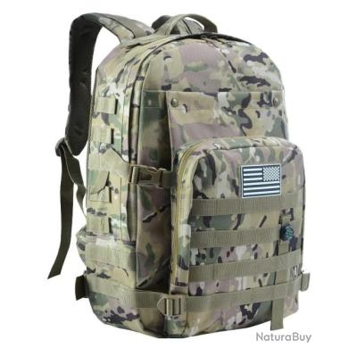45L Sac à Dos Tactique Militaire Assault Pack Sac à Dos Molle Grand Sac Pour Ordinateur Portable Pour Randonn E Camping Voyager Trekking Marron