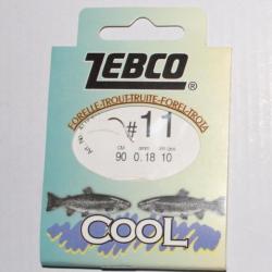 2 pochettes d'hameçons montés Zebco Cool truite N°11 0,18mm par 10