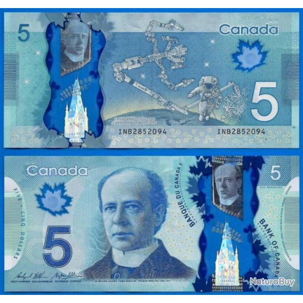 Canada 5 Dollars 2013 Billet Polymere 1er Ministre Laurier Polymer Dollar