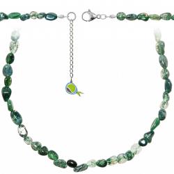Collier en agate mousse - Perles roulées 5 à 8 mm - 43 cm