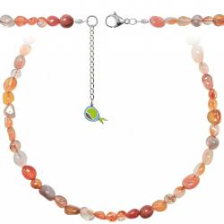 Collier en cornaline - Perles roulées 5 à 8 mm - 43 cm