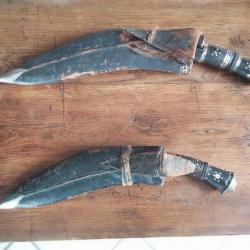Kukri Népalais Lot de deux couteaux