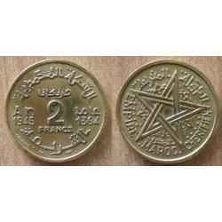 Maroc 2 Francs 1945 1364 Empire Cherifien Roi Piece