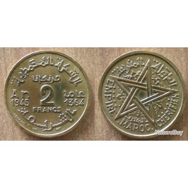 Maroc 2 Francs 1945 1364 Empire Cherifien Roi Piece
