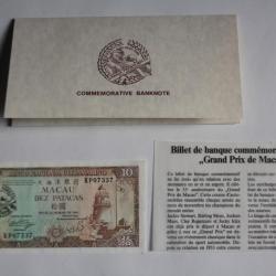 Billet 10 Patacas Macau Grand Prix Macao Automobile 1984 neuf