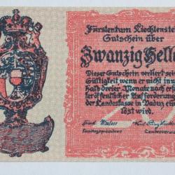 Billet 20 Heller Liechtenstein 1920 neuf