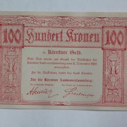 Billet 100 Kronen 1918 Carinthie Autriche neuf