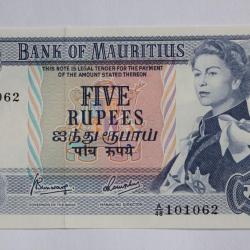 Billet 5 Rupees Mauritius Île Maurice 1967 pr. neuf