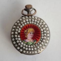 Montre de gousset argent émail guilloché