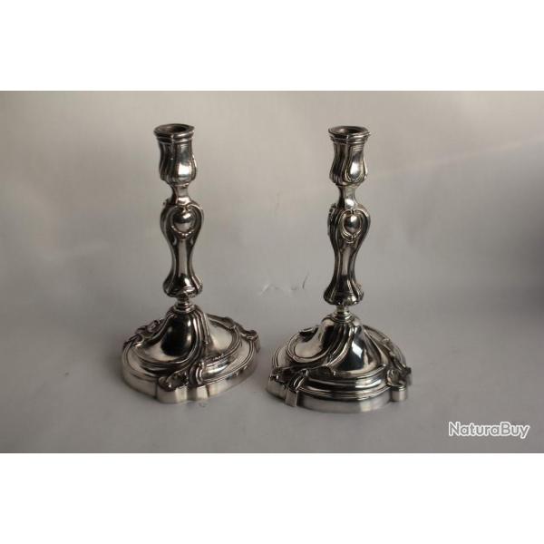 Paire de bougeoir style Louis XV rocaille