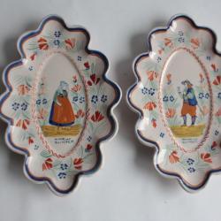 Paire Raviers céramique Henriot Quimper