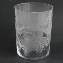 Verre gravé Souvenir de l'exposition de Lyon 1984