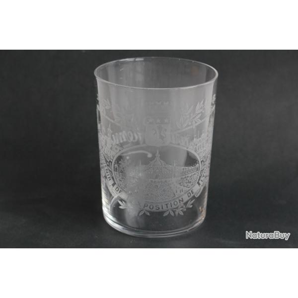 Verre grav Souvenir de l'exposition de Lyon 1984