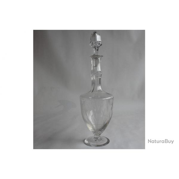 Ancienne Carafe cristal taill Fleurs