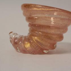 MURANO Vase Coquillage verre poudre d'or Barovier Toso