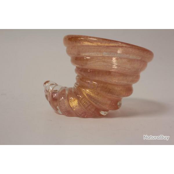 MURANO Vase Coquillage verre poudre d'or Barovier Toso