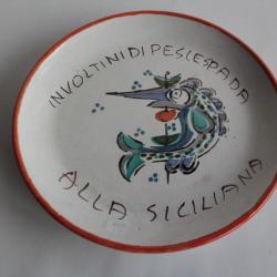 Giovanni DE SIMONE Plat céramique Poisson Espadon Italie