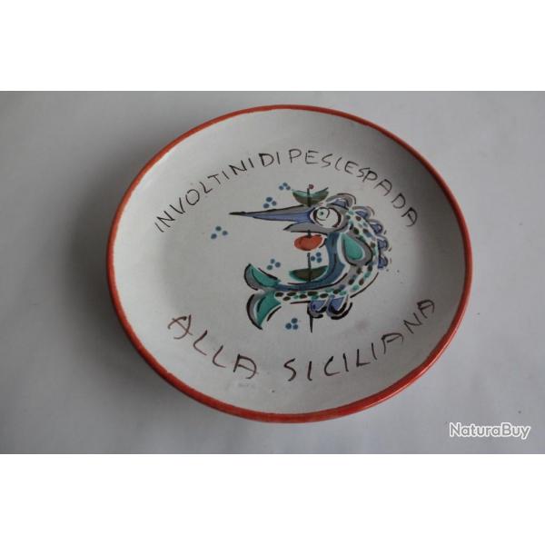 Giovanni DE SIMONE Plat cramique Poisson Espadon Italie
